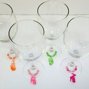 Modern Pink and Green Bar Accessories Set with Colorful Stems